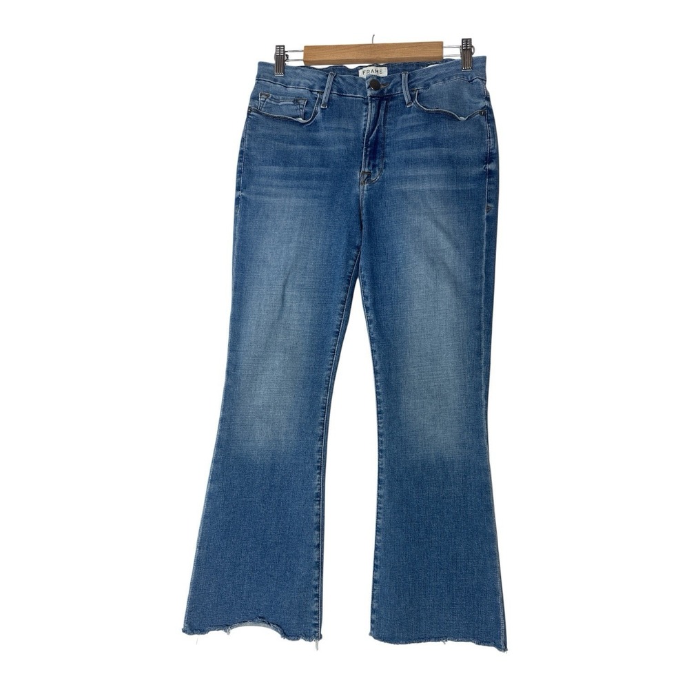FRAME LE CROP MINI BOOT Jeans Women's Size 31 Blue High Rise Stretch Flare